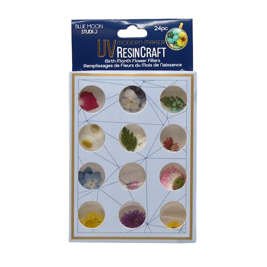 Blue Moon Studio™ UV Resin Craft 29mm Birth Month Flower Fillers, 24ct.